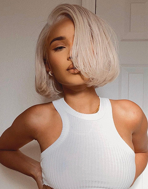 Felis-Summer Look Platinum Blonde Bob Wig 13x4 5.5x5.5 Lace Human Hair