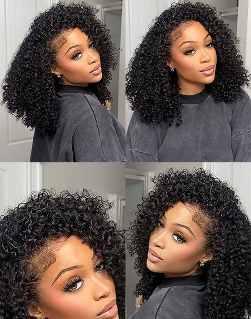 Kinky Curly Half Wigs One Fit All Half Up Half Down Wig Human Hair