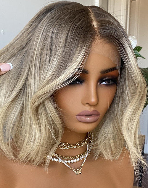 Ash Blonde Lacefront ombré 13X6 wig 2020 freepart Arabella 13x6 Pre-All Glueless Ash Blonde Ombre Loose Body  main image 4