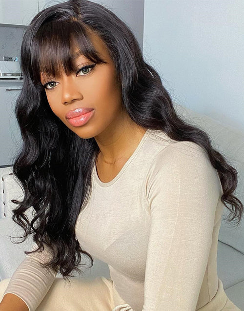 [Ready To Ship Only For US] Cara- Pre Everything Glueless 13x5 Body Wave Lace Front Wig With Bangs  Pre Cut Lace