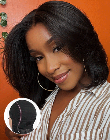 Kay- Smart-Fit Pull Go Straight Layered Cut Short Bob Glueless Wig 13×5 Pre Cut Lace Front Human Hair Wig