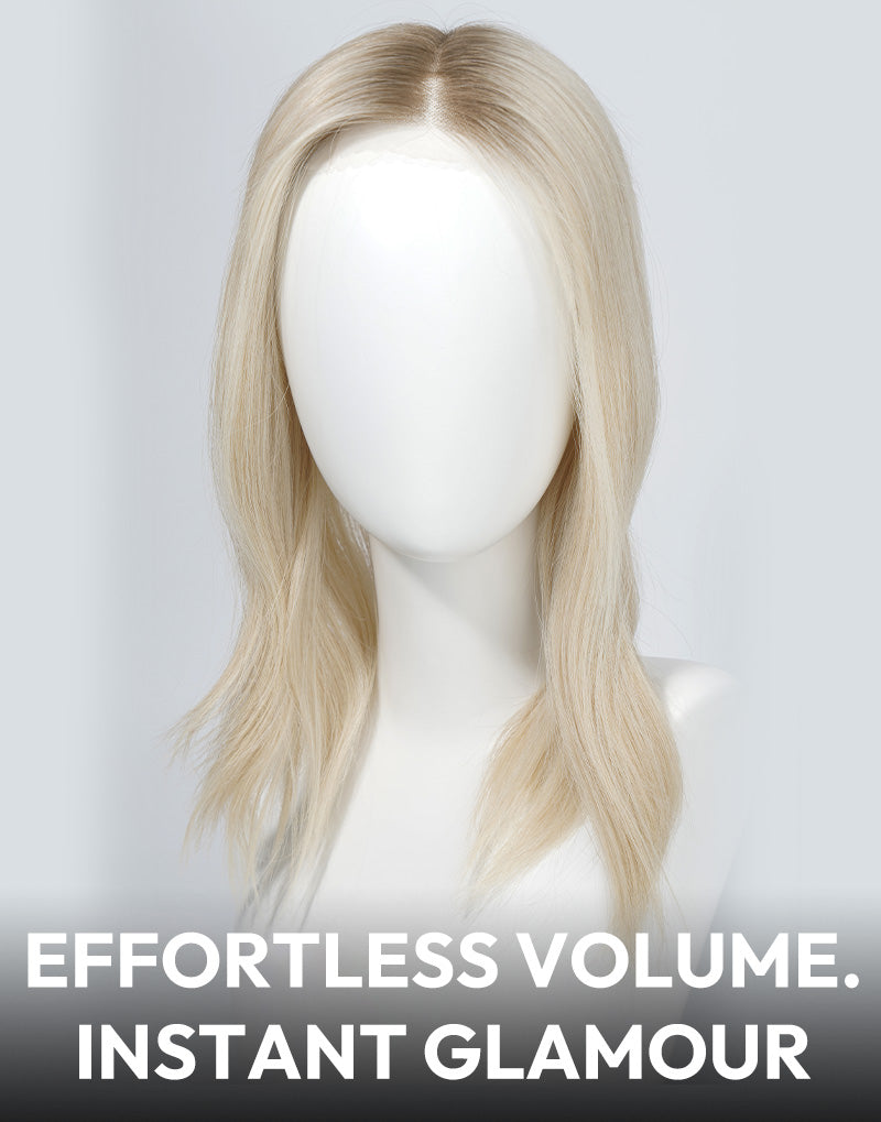 5.5"x6" Wavy Fine Mono Human Hair Topper Seamless Clip-In Coverage For Thinning Hair