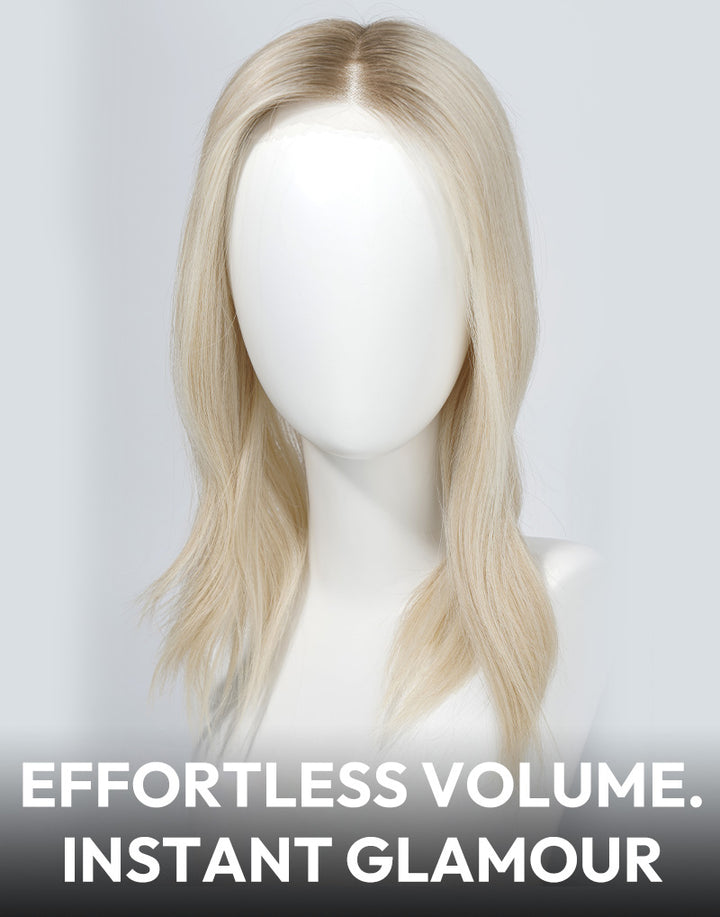 5.5"x6" Wavy Fine Mono Human Hair Topper Seamless Clip-In Coverage For Thinning Hair