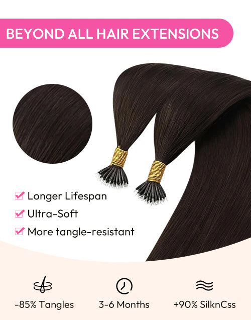 #2 Nano Hair Extensions Human Hair Nano Bead Hair Extension Real Human Hair 14-24 inch