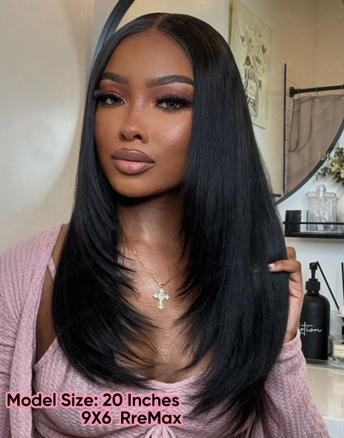 16" 18" Straight Layer Cut Glueless Wig Pre Cut 9x6 Lace Flash Deal