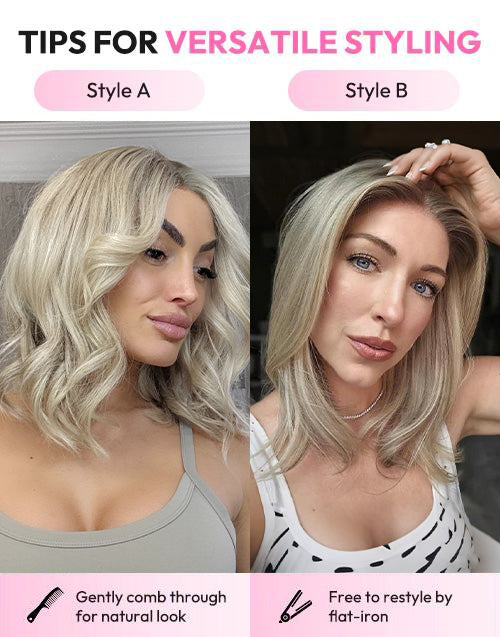 Kora- Upgrade True-Hold Glueless Ombre Ash Blonde Wavy 5.5x5.5 Lace Bob Wig