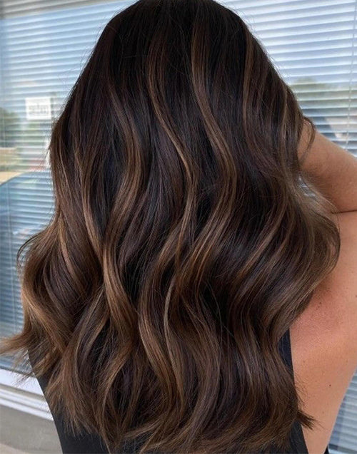 Laura-  True-Hold Glueless Wig Fashion Balayage Wavy 13x4 Lace Frontal Human Hair Wig Mid Length