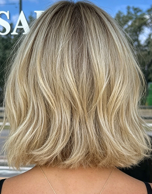 Beige Blonde Wavy Bob