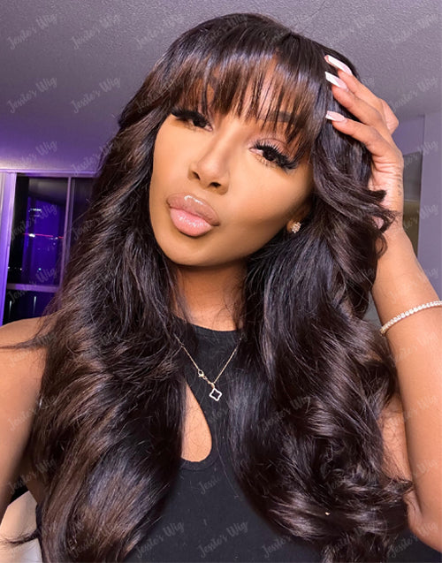 [Ready To Ship Only For US] Cara- Pre Everything Glueless 13x5 Body Wave Lace Front Wig With Bangs  Pre Cut Lace