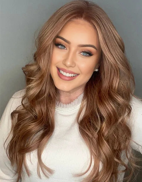 Dayah-Stunning Copper Blonde Balayage Wavy 13x6 Real HD Lace Glueless Wig Human Hair Invisible Lace Wig