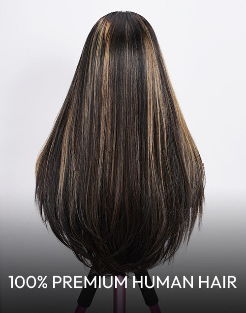 Zephyrine- Smart-Fit Pull Go Glueless Wig Balayage Honey Layer Cut Straight Wig Pre Cut Lace Human Hair
