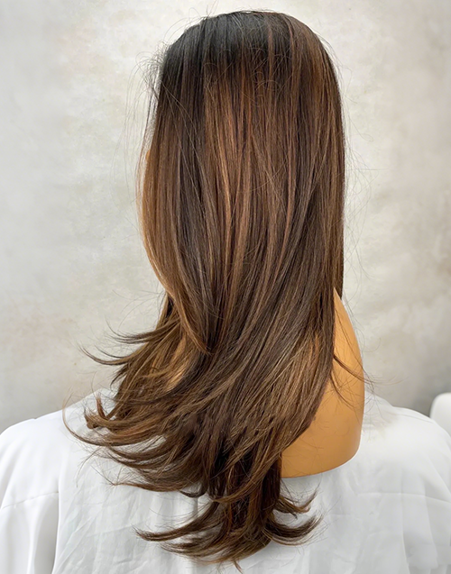 Farah- Ombre Brown Highlight Wavy 360 Lace Wig Dark Roots Luxury Wig For Women