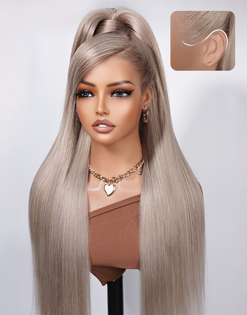 Callie- Golden Ash Blonde Color Straight Pre-cut 13x6 Lace Glueless Wig