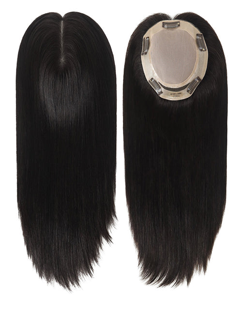 5.5"X6.5" Clip In Human Hair Topper With Silk Top 16 Inch