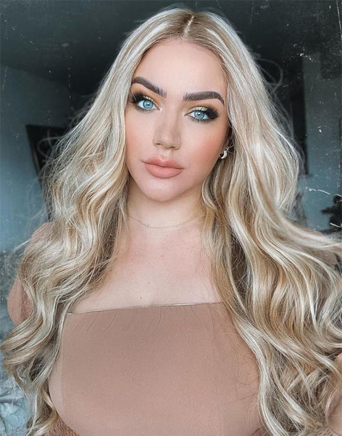 [Ready To Ship]Hina- Balayage Ash Brown & Platinum Blonde 13x4  Lace Front Real Human Hair Wigs