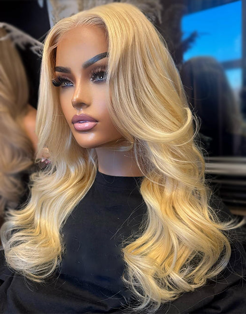 Gemma- Blonde #613 Wavy 13x6 Deep Part Lace Front Wig Human Hair Glueless Wig For Women