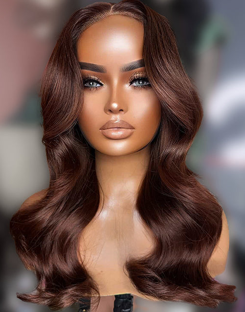 Geta- Smart-Fit Pull Go Auburn Brown Loose Wavy Glueless Wig Pre Cut Lace