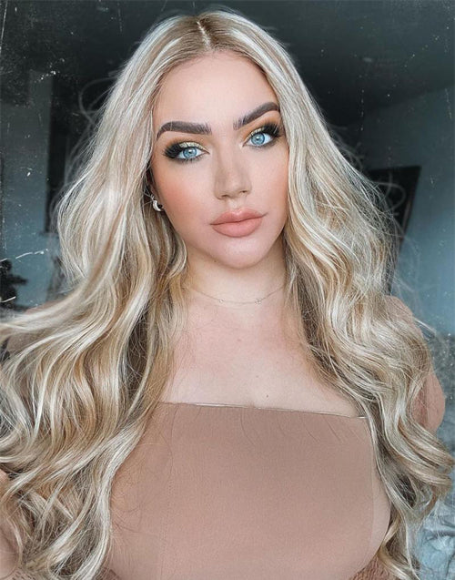[Ready To Ship]Hina- Balayage Ash Brown & Platinum Blonde 13x4  Lace Front Real Human Hair Wigs