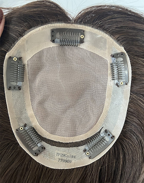 5.5"X6.5" Clip In Human Hair Topper With Silk Top 16 Inch