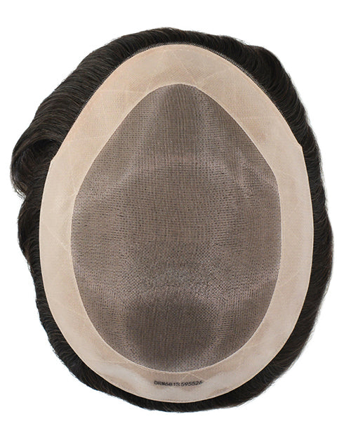 6"x8" Toupee for Men Fine Mono With 1" Poly Coating in Perimeter Indian Human Hair