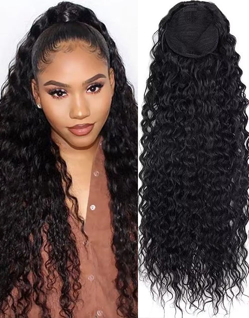 Curly Drawstring Ponytail Human Hair Ponytails Clip In Hair Extensions For Daily Cosplay 1 Piece