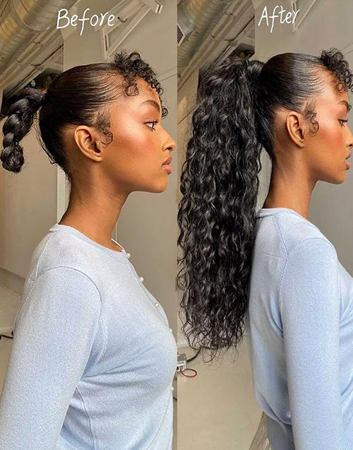 Curly Drawstring Ponytail Human Hair Ponytails Clip In Hair Extensions For Daily Cosplay 1 Piece