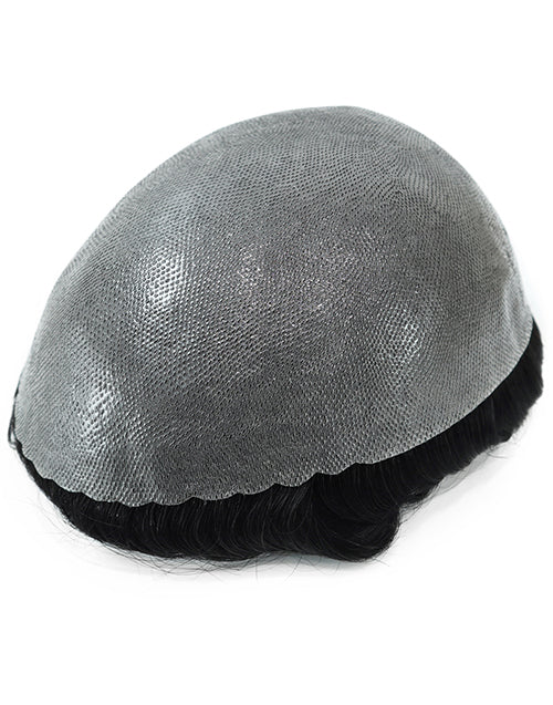 8"x10" Skin 12-14mm Scallop Front 6" Hair Toupee Hairpieces for Men Indian Human Hair