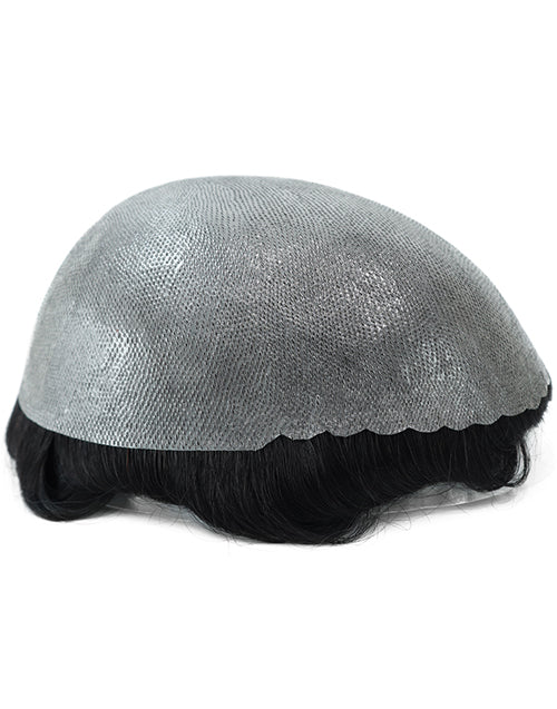 8"x10" Skin 12-14mm Scallop Front 6" Hair Toupee Hairpieces for Men Indian Human Hair