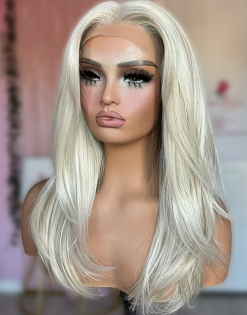 Shawn- Platinum Blonde Layered Haircut Straight Wig 13x4 Lace Wigs For Women