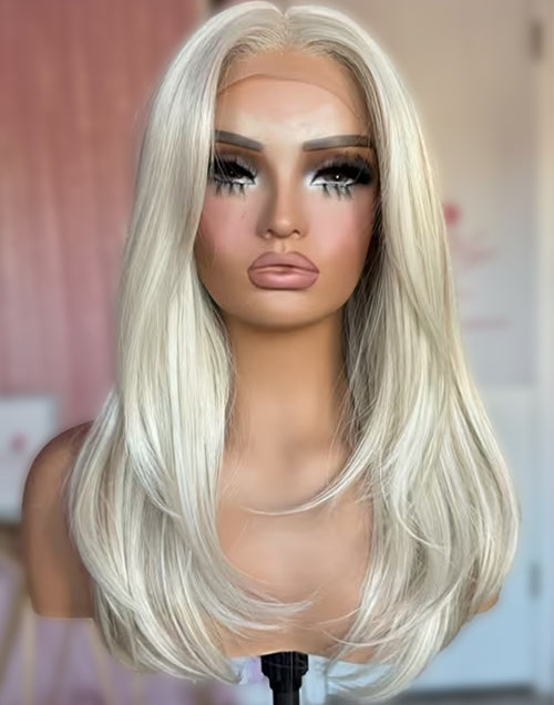 Shawn- Platinum Blonde Layered Haircut Straight Wig 13x4 Lace Wigs For Women