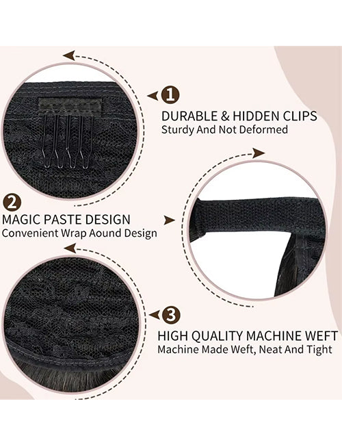 Kinky Straight Ponytaill Extensions Human Hair Wrap Around Clip in Ponytail Hair Extensions for Women