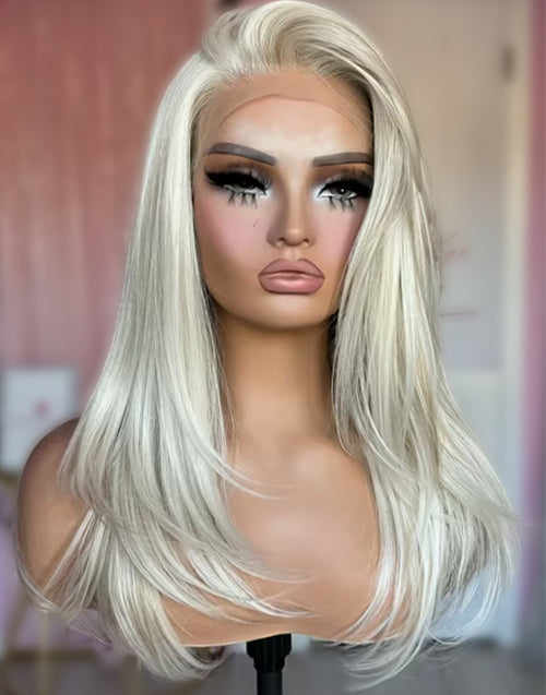 Shawn- Platinum Blonde Layered Haircut Straight Wig 13x4 Lace Wigs For Women