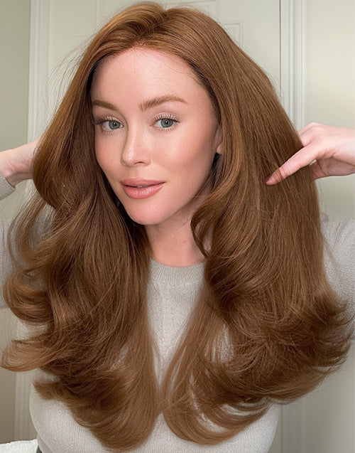 Fionna- Cold Brown Milk Color Wavy 13x4 Lace Fontal Glueless Wig Mid Length For Women