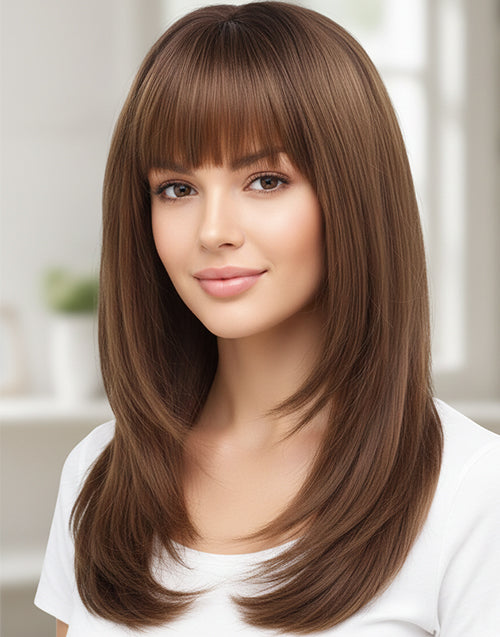 EXTRA 25% OFF 16" 20" Brown Color Layered Straight Glueless Wig Pre Cut 6x5/4x4 Lace Flash Deal