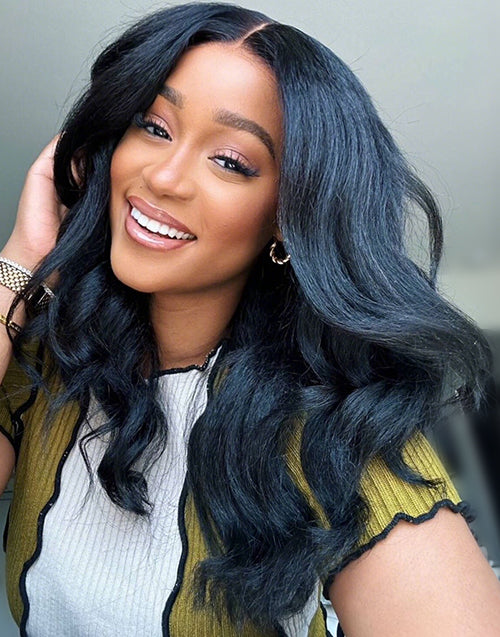 22" Kinky Straight Wave Wig 2 Styles Randomly Transform 7x5 Pre Cut Lace Flash Deal