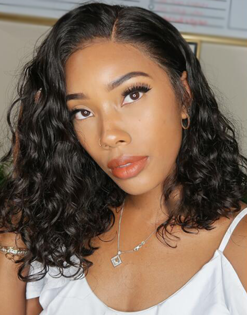 Amira- Fashionable Messy Wave Bob Glueless Wig For Women Pre Cut 13x5 Lace