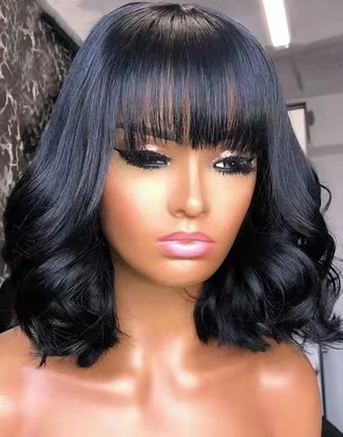 Elowen- Smart-Fit Pull Go Glueless Wig 6x5 Pre Cut Lace Bob Wavy 13x5 Pre Everything Human Hair Wig With Bangs