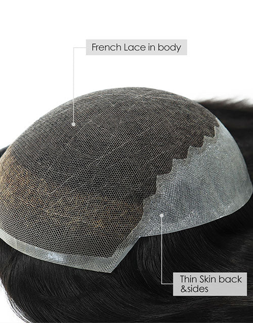 16" 7"x9" Silky Straight Human Hair Topper Women French Lace Top Pieces