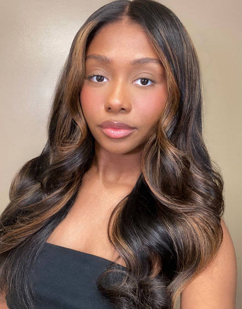 $159=2 WIGS|22" Brown Highlight Wavy 7x5 Pre Cut Lace Wig+10" Straight Bob Wig With Bangs Flash Sale