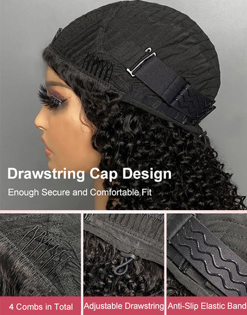 Half Wigs Water Wave Human Hair Half Up Half Down Styles One Fit All