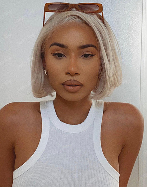 Felis-Summer Look Platinum Blonde Bob Wig 13x4 5.5x5.5 Lace Human Hair
