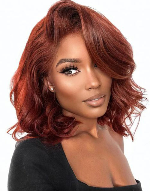 10" Short Bob Wavy Glueless 4x4 Lace Wig Human Hair Flash Deal