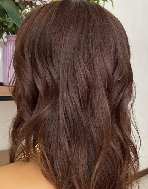 Cher- Elegant Medium Brown Wavy Bob 13x4 Lace Front Wig True-Hold Glueless Human Hair Wig