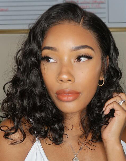 Amira- Fashionable Messy Wave Bob Glueless Wig For Women Pre Cut 13x5 Lace