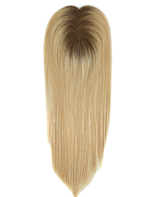 Ombre Blonde Mono Topper with Clips Jessie's Wig Human Hair Piece Toupee