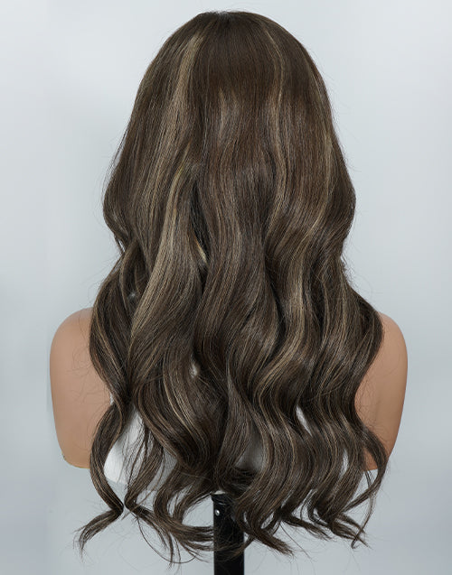 Pegah- Highlight 18A Wavy Lace Front Wig Bleached Knots For Women Remy Human Hair Wig