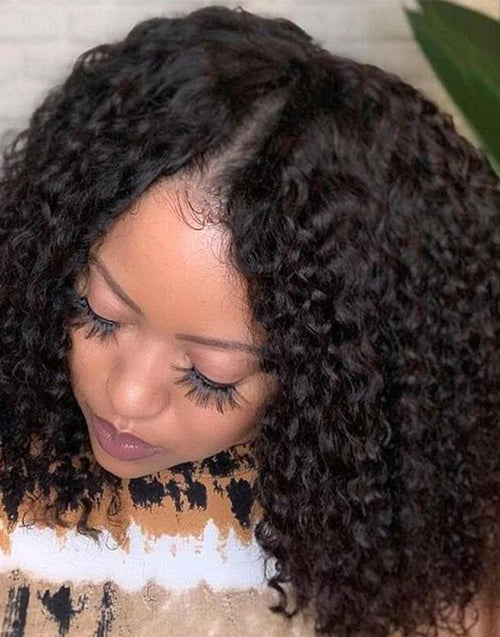 14" 16" Curly Thin V Part Bob Wig Flash Deal