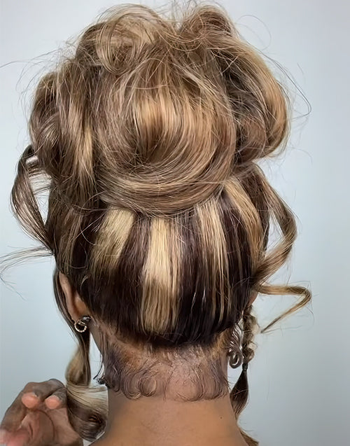 Invisi Strap Drawstring 360 Lace Wig Highlight Honey Brown Wavy Wig Do Updo/Bun/Braids Style By Yourself