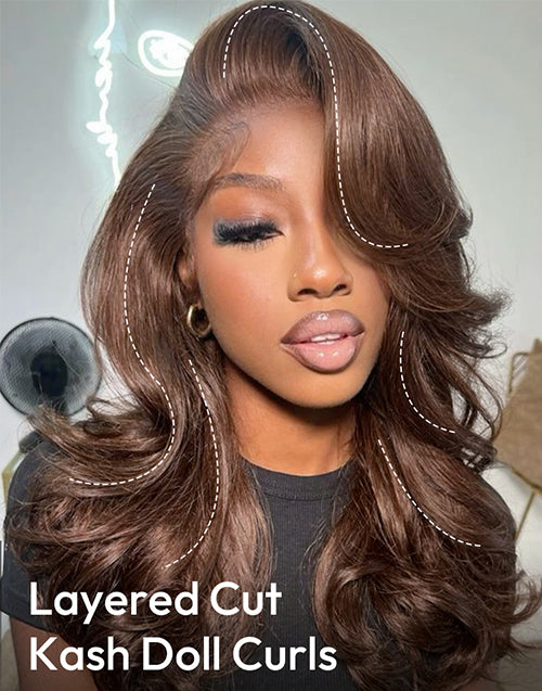 Averyan- Kash Doll Curls Layered Cut Dark Brown Loose Body Wave 13x4 Pre Cut Lace Frontal Glueless Wig