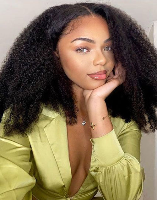 18" Afro Kinky Curly Wig Glueless Human Hair Wig Flash Deal